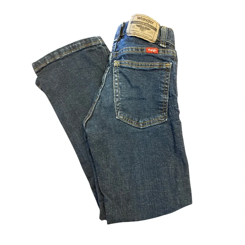 Wrangler Boys 8 Slim Classic Bootcut Jeans Dark Wash Adjustable Waist 105WNBWDG